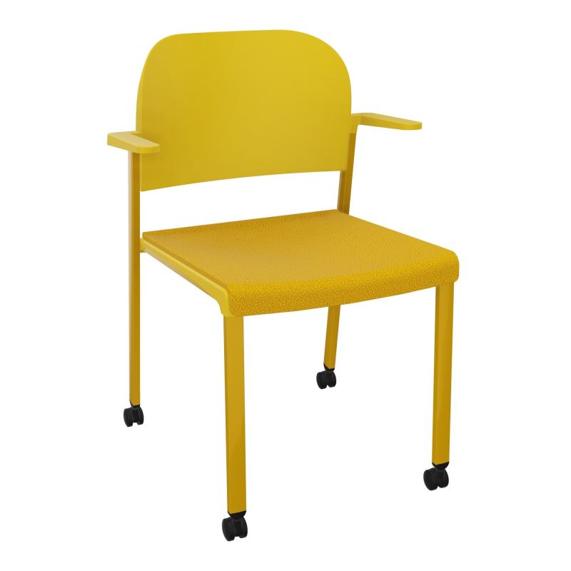 ROMY CHAISE 4P ROULT ASSISE TISSU DOSSIER POLYPRO AVEC ACCOUDOIRS  A5 SX PW