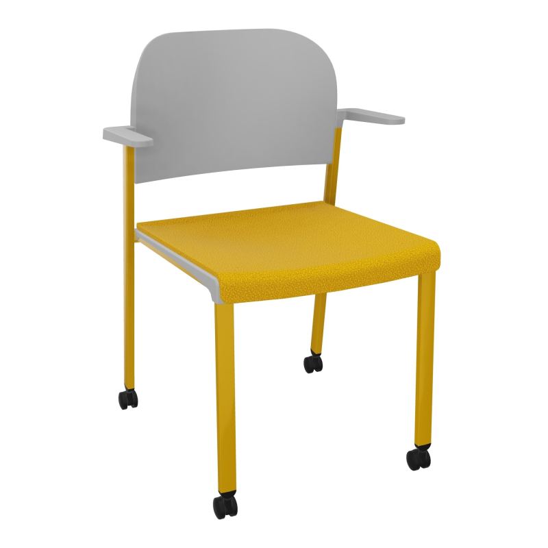 ROMY CHAISE 4P ROULT ASSISE TISSU DOSSIER POLYPRO AVEC ACCOUDOIRS  A5 SX PX