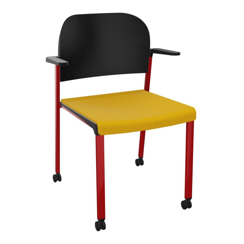 ROMY CHAISE 4P ROULT ASSISE TISSU DOSSIER POLYPRO AVEC ACCOUDOIRS  A5 ZY PU