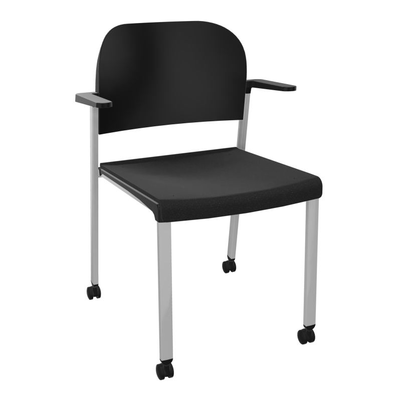 ROMY CHAISE 4P ROULT ASSISE TISSU DOSSIER POLYPRO AVEC ACCOUDOIRS  A6 SB PU