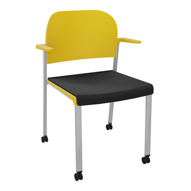 ROMY CHAISE 4P ROULT ASSISE TISSU DOSSIER POLYPRO AVEC ACCOUDOIRS  A6 SB PW