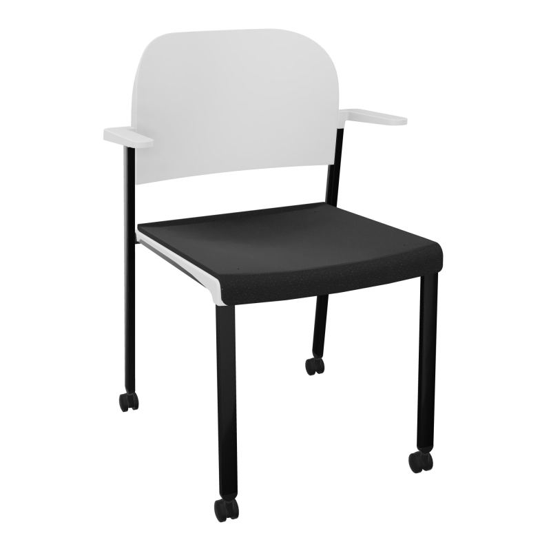 ROMY CHAISE 4P ROULT ASSISE TISSU DOSSIER POLYPRO AVEC ACCOUDOIRS  A6 SG PT