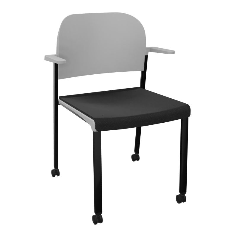 ROMY CHAISE 4P ROULT ASSISE TISSU DOSSIER POLYPRO AVEC ACCOUDOIRS  A6 SG PX