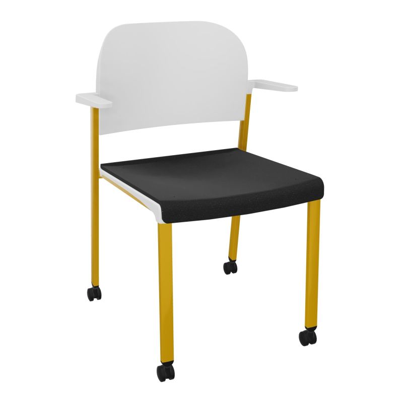 ROMY CHAISE 4P ROULT ASSISE TISSU DOSSIER POLYPRO AVEC ACCOUDOIRS  A6 SX PT