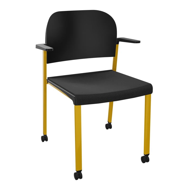 ROMY CHAISE 4P ROULT ASSISE TISSU DOSSIER POLYPRO AVEC ACCOUDOIRS  A6 SX PU