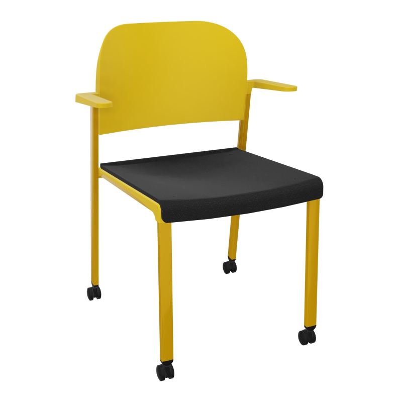ROMY CHAISE 4P ROULT ASSISE TISSU DOSSIER POLYPRO AVEC ACCOUDOIRS  A6 SX PW