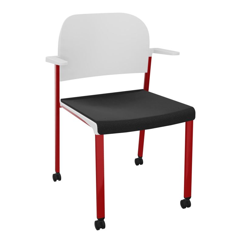 ROMY CHAISE 4P ROULT ASSISE TISSU DOSSIER POLYPRO AVEC ACCOUDOIRS  A6 ZY PT