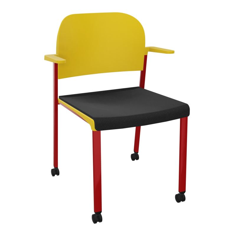 ROMY CHAISE 4P ROULT ASSISE TISSU DOSSIER POLYPRO AVEC ACCOUDOIRS  A6 ZY PW