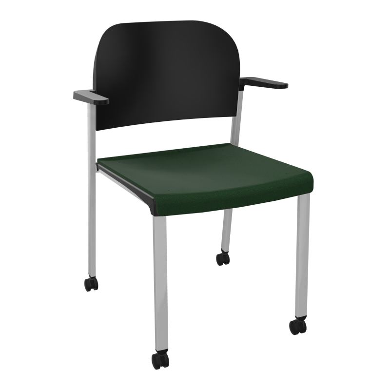 ROMY CHAISE 4P ROULT ASSISE TISSU DOSSIER POLYPRO AVEC ACCOUDOIRS  A9 SB PU
