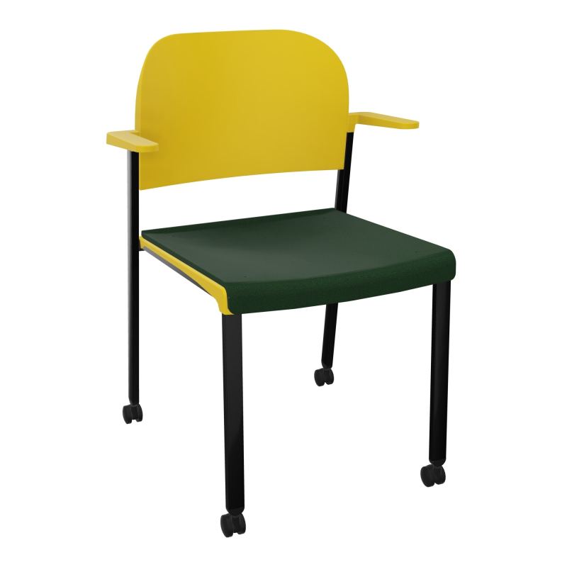 ROMY CHAISE 4P ROULT ASSISE TISSU DOSSIER POLYPRO AVEC ACCOUDOIRS  A9 SG PW