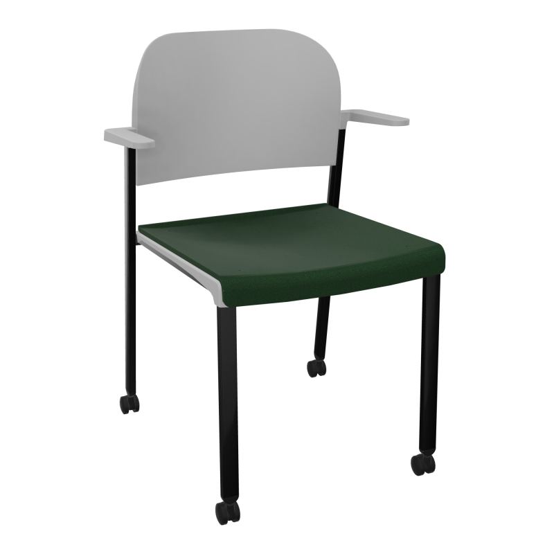 ROMY CHAISE 4P ROULT ASSISE TISSU DOSSIER POLYPRO AVEC ACCOUDOIRS  A9 SG PX