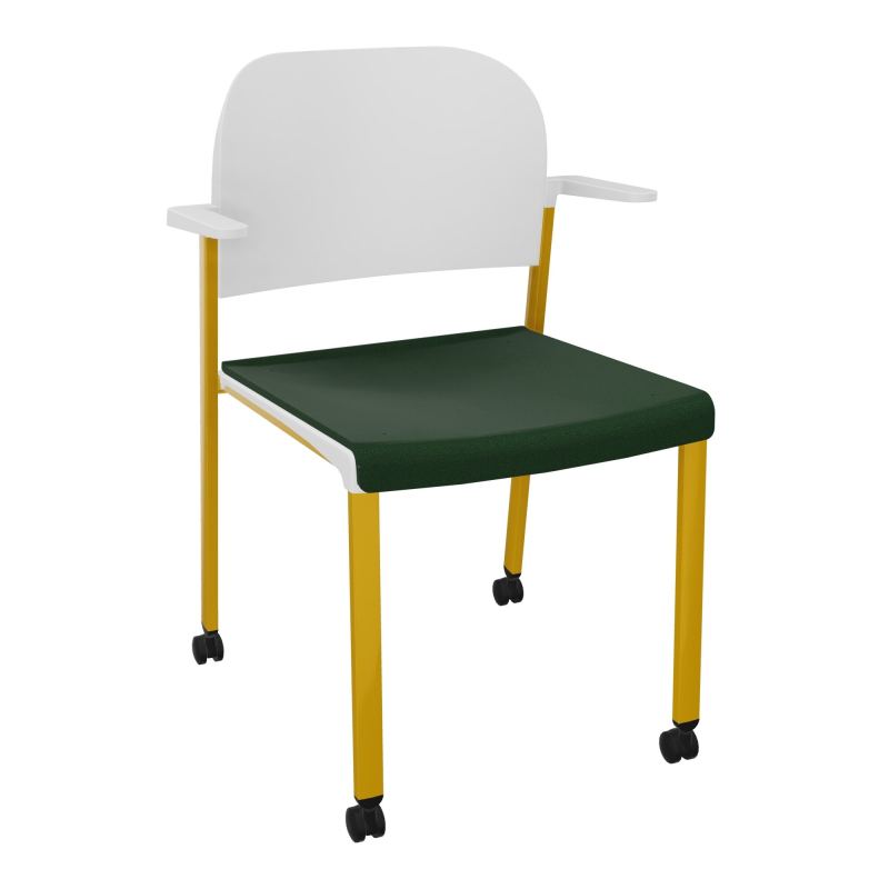ROMY CHAISE 4P ROULT ASSISE TISSU DOSSIER POLYPRO AVEC ACCOUDOIRS  A9 SX PT
