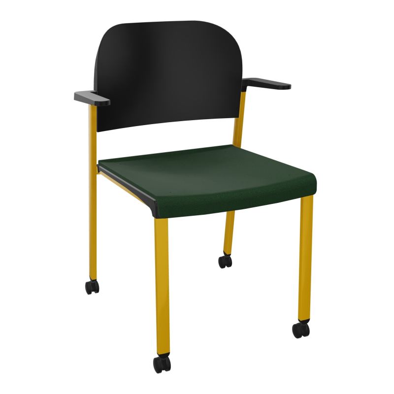 ROMY CHAISE 4P ROULT ASSISE TISSU DOSSIER POLYPRO AVEC ACCOUDOIRS  A9 SX PU