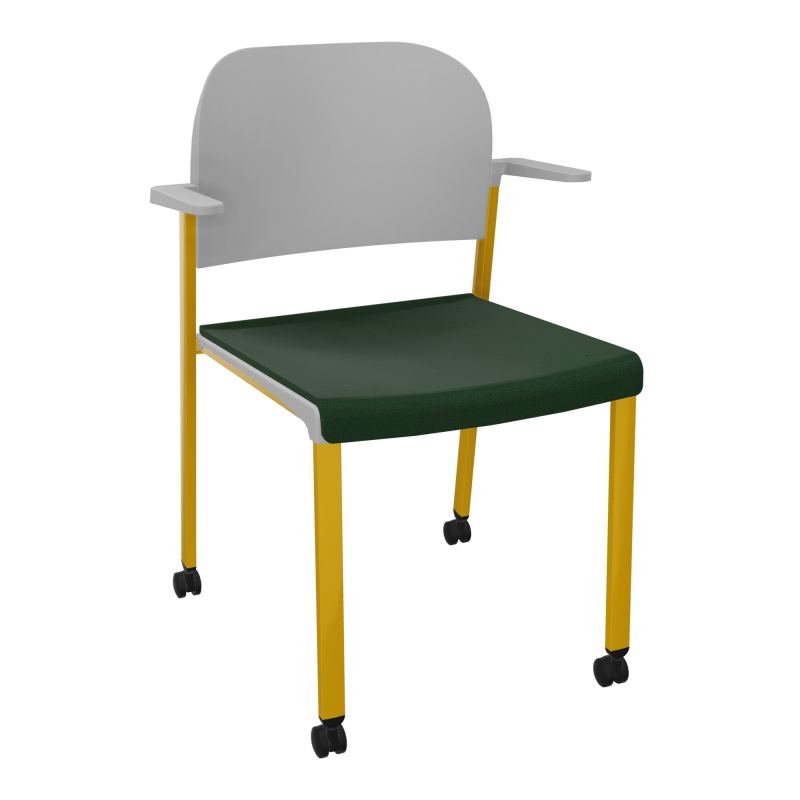 ROMY CHAISE 4P ROULT ASSISE TISSU DOSSIER POLYPRO AVEC ACCOUDOIRS  A9 SX PX