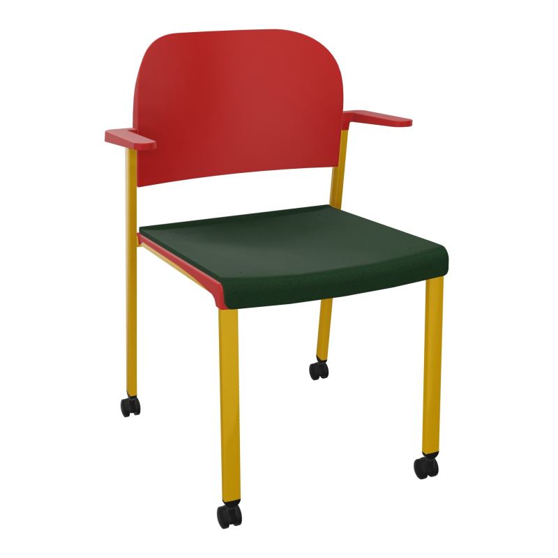 ROMY CHAISE 4P ROULT ASSISE TISSU DOSSIER POLYPRO AVEC ACCOUDOIRS  A9 SX PZ