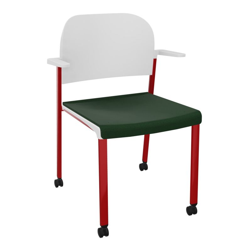 ROMY CHAISE 4P ROULT ASSISE TISSU DOSSIER POLYPRO AVEC ACCOUDOIRS  A9 ZY PT