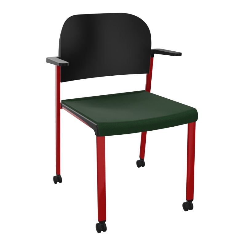 ROMY CHAISE 4P ROULT ASSISE TISSU DOSSIER POLYPRO AVEC ACCOUDOIRS  A9 ZY PU