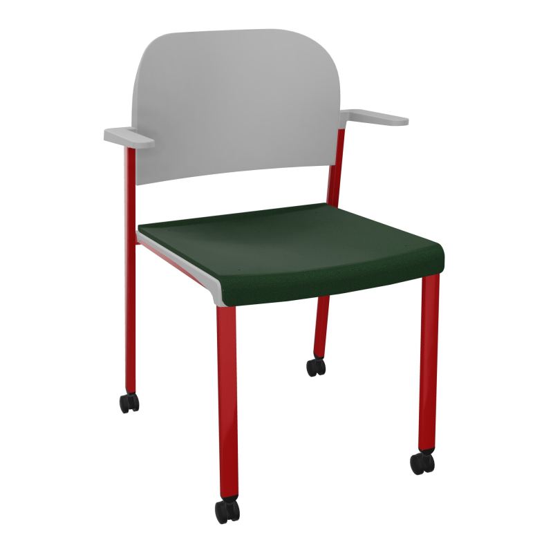 ROMY CHAISE 4P ROULT ASSISE TISSU DOSSIER POLYPRO AVEC ACCOUDOIRS  A9 ZY PX