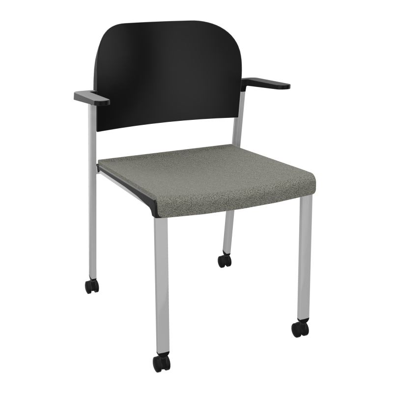 ROMY CHAISE 4P ROULT ASSISE TISSU DOSSIER POLYPRO AVEC ACCOUDOIRS  B1 SB PU