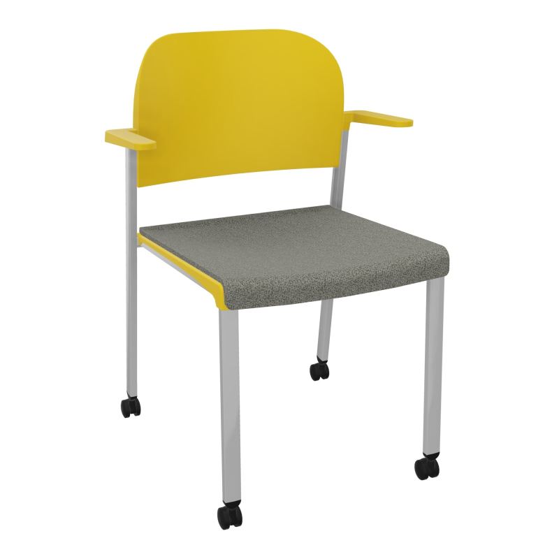 ROMY CHAISE 4P ROULT ASSISE TISSU DOSSIER POLYPRO AVEC ACCOUDOIRS  B1 SB PW