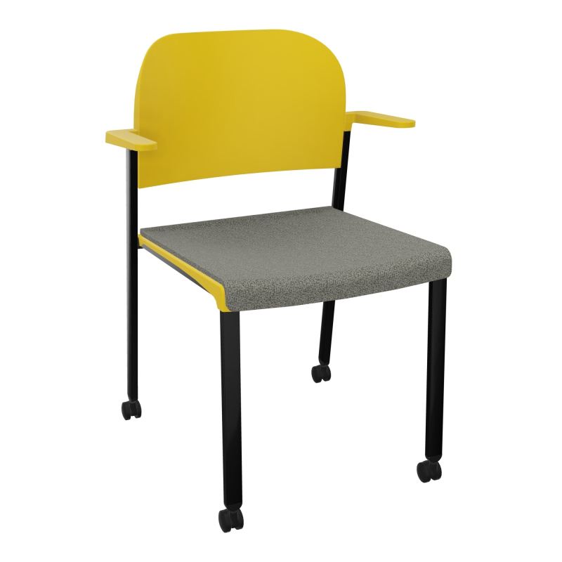 ROMY CHAISE 4P ROULT ASSISE TISSU DOSSIER POLYPRO AVEC ACCOUDOIRS  B1 SG PW