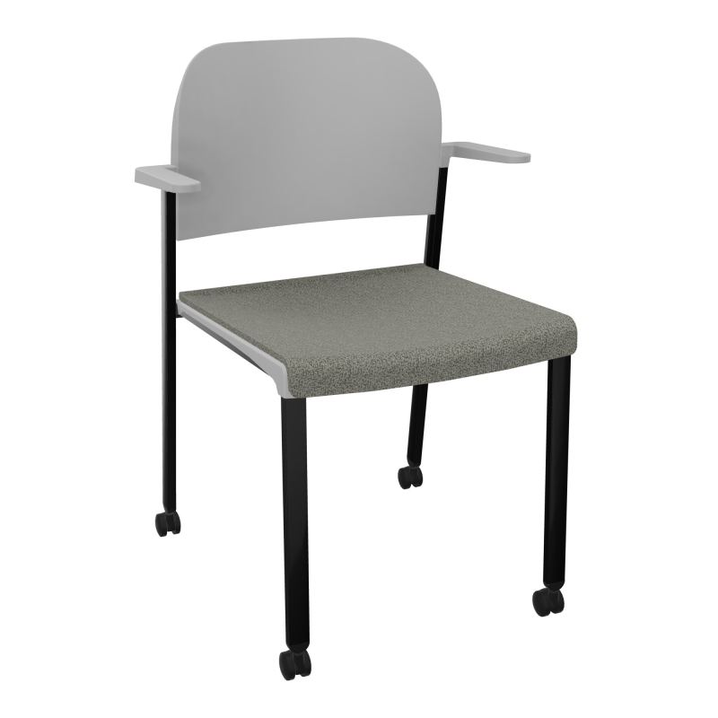 ROMY CHAISE 4P ROULT ASSISE TISSU DOSSIER POLYPRO AVEC ACCOUDOIRS  B1 SG PX