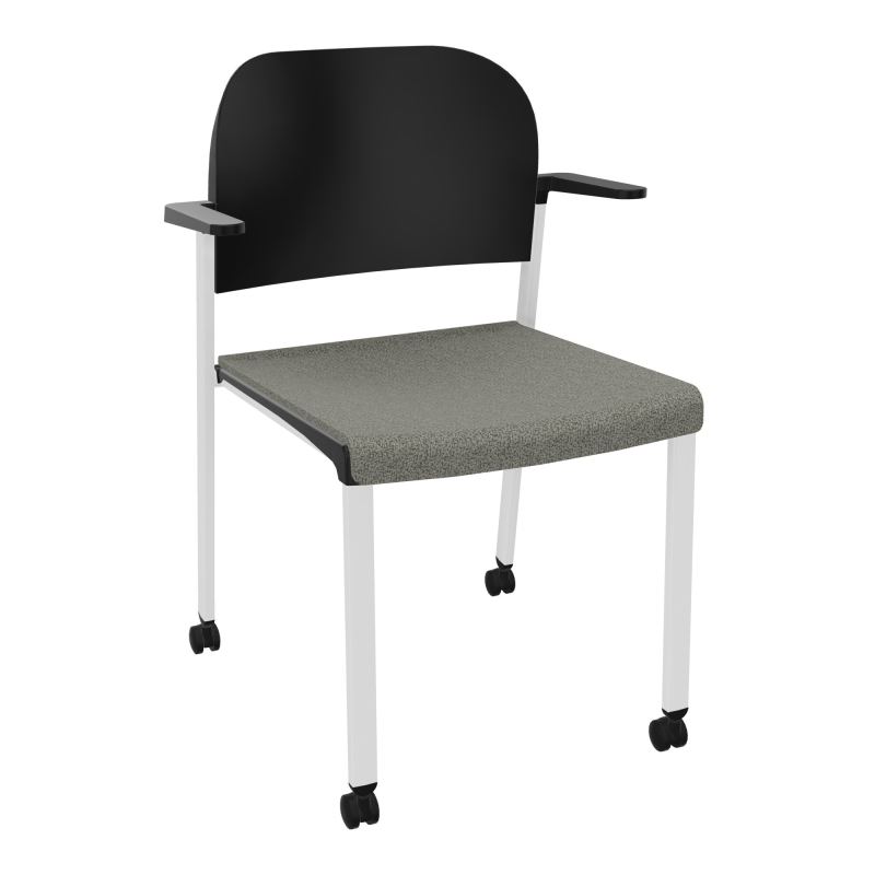 ROMY CHAISE 4P ROULT ASSISE TISSU DOSSIER POLYPRO AVEC ACCOUDOIRS  B1 SP PU