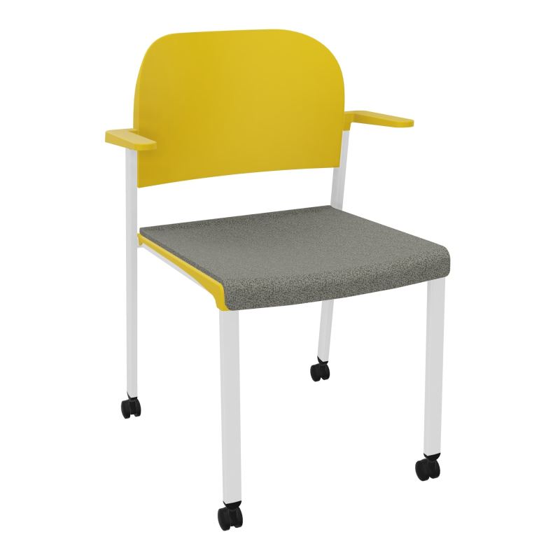 ROMY CHAISE 4P ROULT ASSISE TISSU DOSSIER POLYPRO AVEC ACCOUDOIRS  B1 SP PW