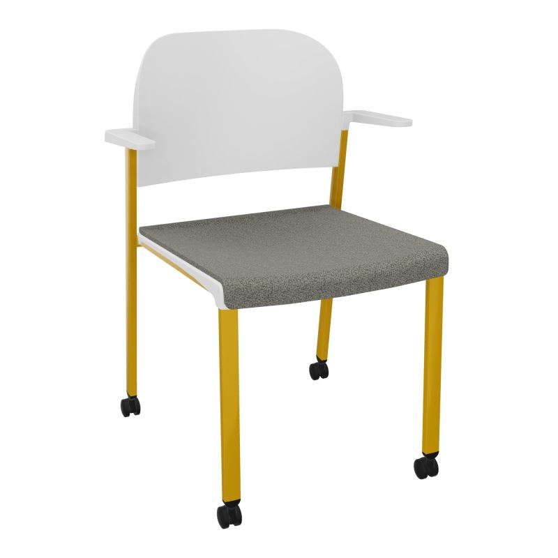 ROMY CHAISE 4P ROULT ASSISE TISSU DOSSIER POLYPRO AVEC ACCOUDOIRS  B1 SX PT