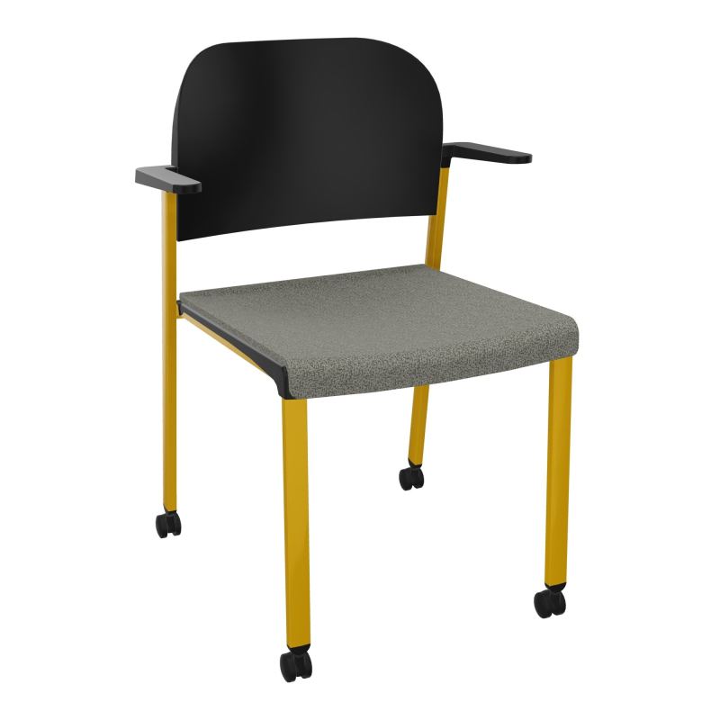 ROMY CHAISE 4P ROULT ASSISE TISSU DOSSIER POLYPRO AVEC ACCOUDOIRS  B1 SX PU