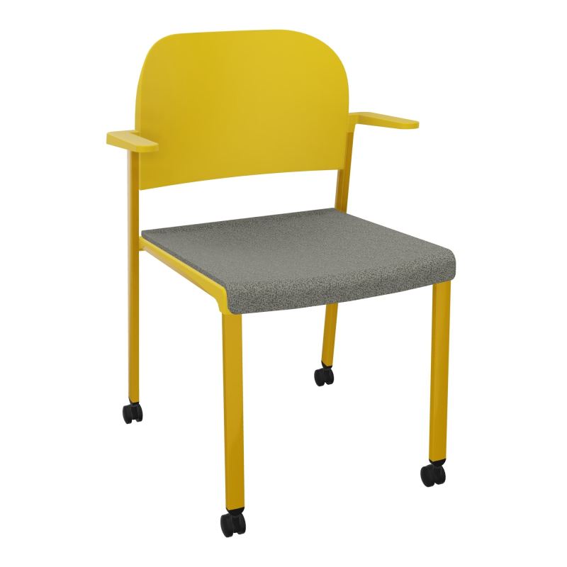 ROMY CHAISE 4P ROULT ASSISE TISSU DOSSIER POLYPRO AVEC ACCOUDOIRS  B1 SX PW