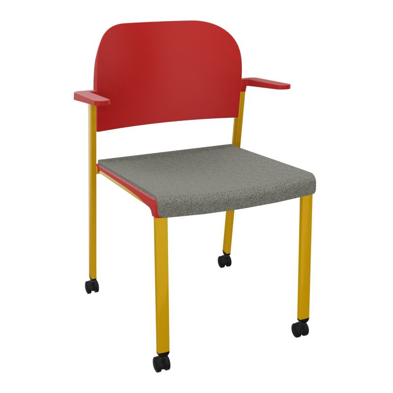 ROMY CHAISE 4P ROULT ASSISE TISSU DOSSIER POLYPRO AVEC ACCOUDOIRS  B1 SX PZ