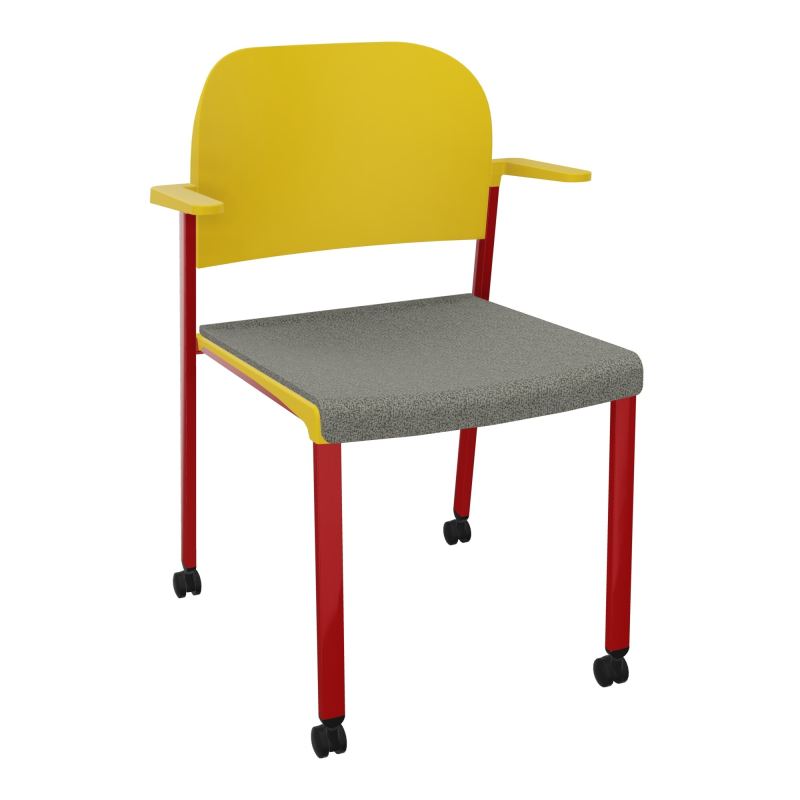 ROMY CHAISE 4P ROULT ASSISE TISSU DOSSIER POLYPRO AVEC ACCOUDOIRS  B1 ZY PW