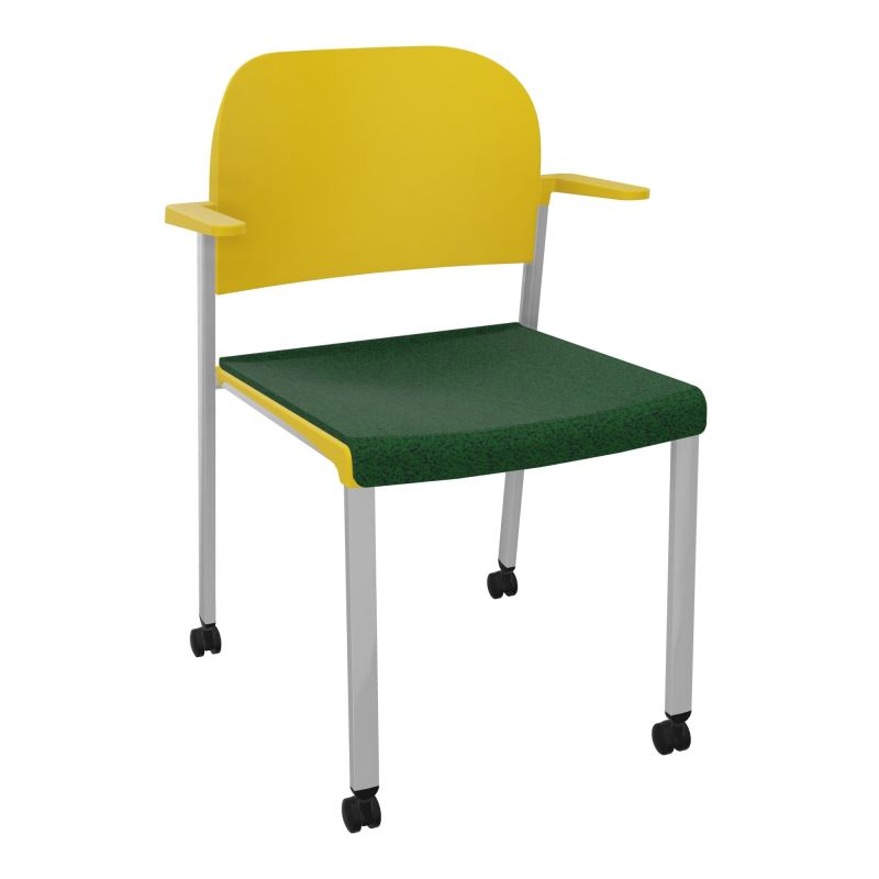 ROMY CHAISE 4P ROULT ASSISE TISSU DOSSIER POLYPRO AVEC ACCOUDOIRS  B2 SB PW