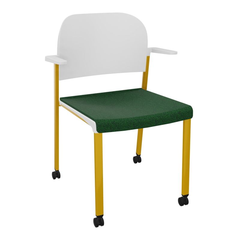 ROMY CHAISE 4P ROULT ASSISE TISSU DOSSIER POLYPRO AVEC ACCOUDOIRS  B2 SX PT