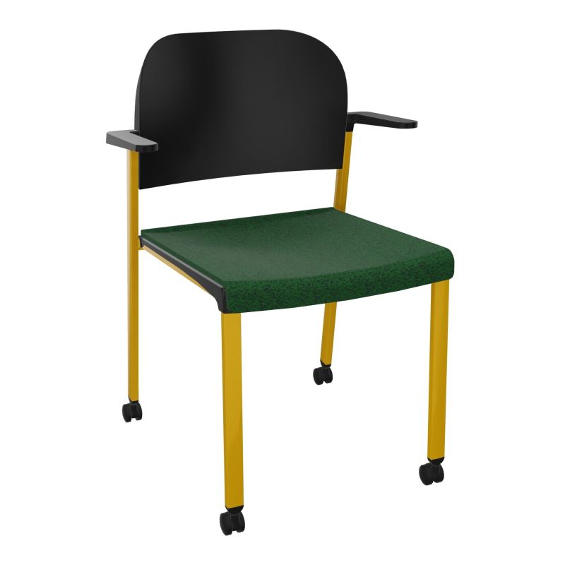 ROMY CHAISE 4P ROULT ASSISE TISSU DOSSIER POLYPRO AVEC ACCOUDOIRS  B2 SX PU