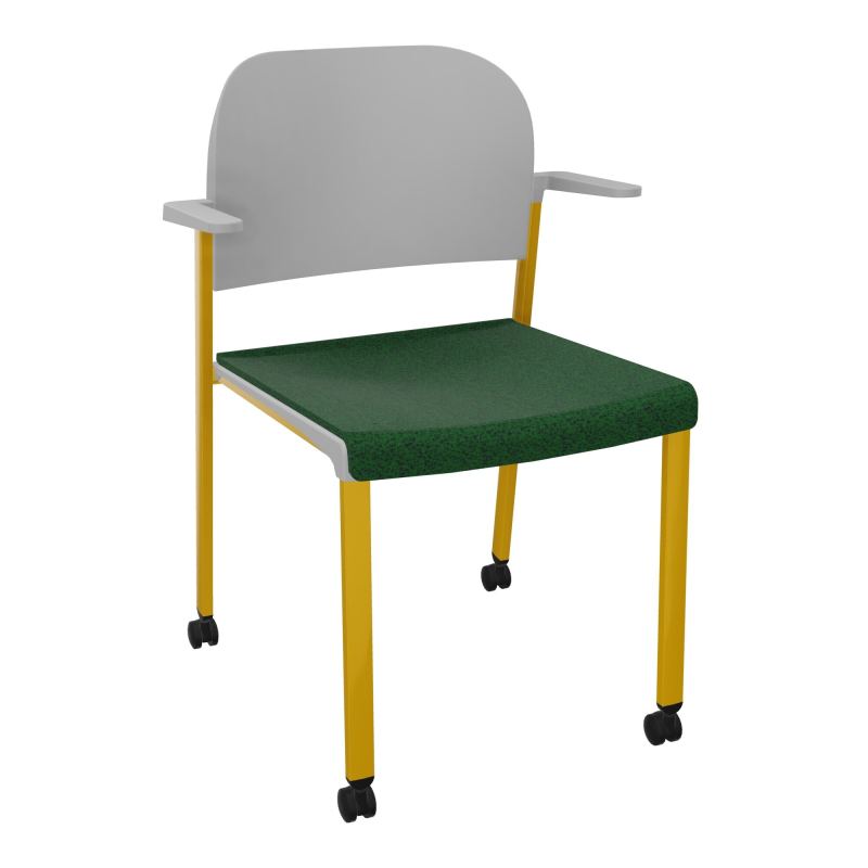 ROMY CHAISE 4P ROULT ASSISE TISSU DOSSIER POLYPRO AVEC ACCOUDOIRS  B2 SX PX