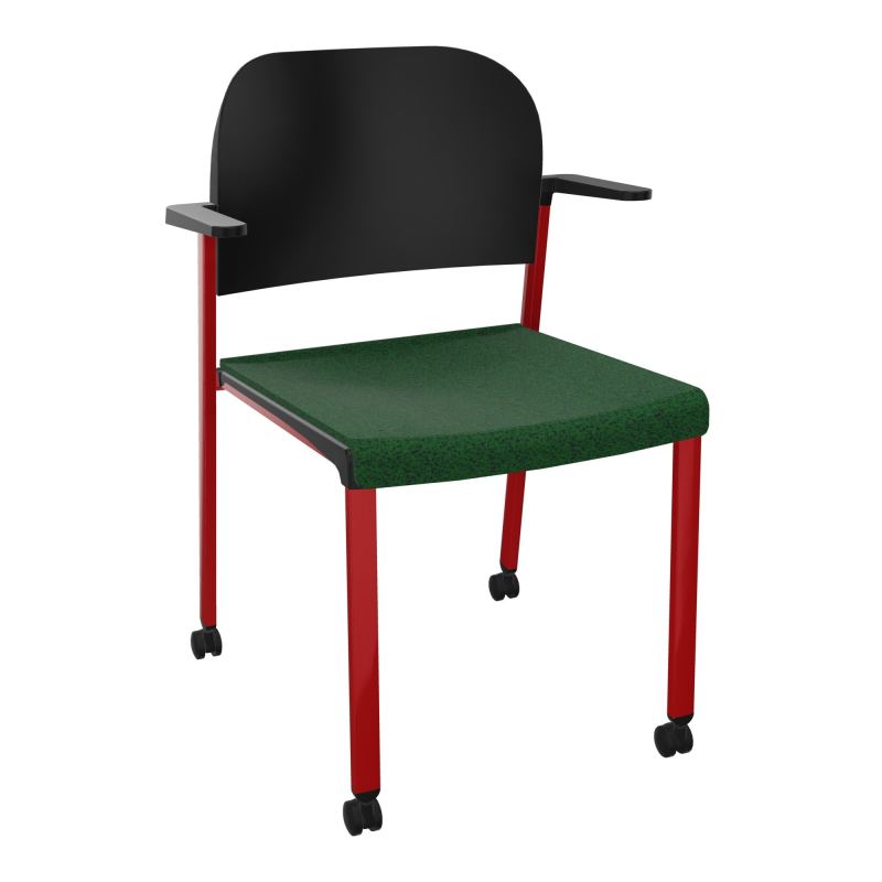 ROMY CHAISE 4P ROULT ASSISE TISSU DOSSIER POLYPRO AVEC ACCOUDOIRS  B2 ZY PU