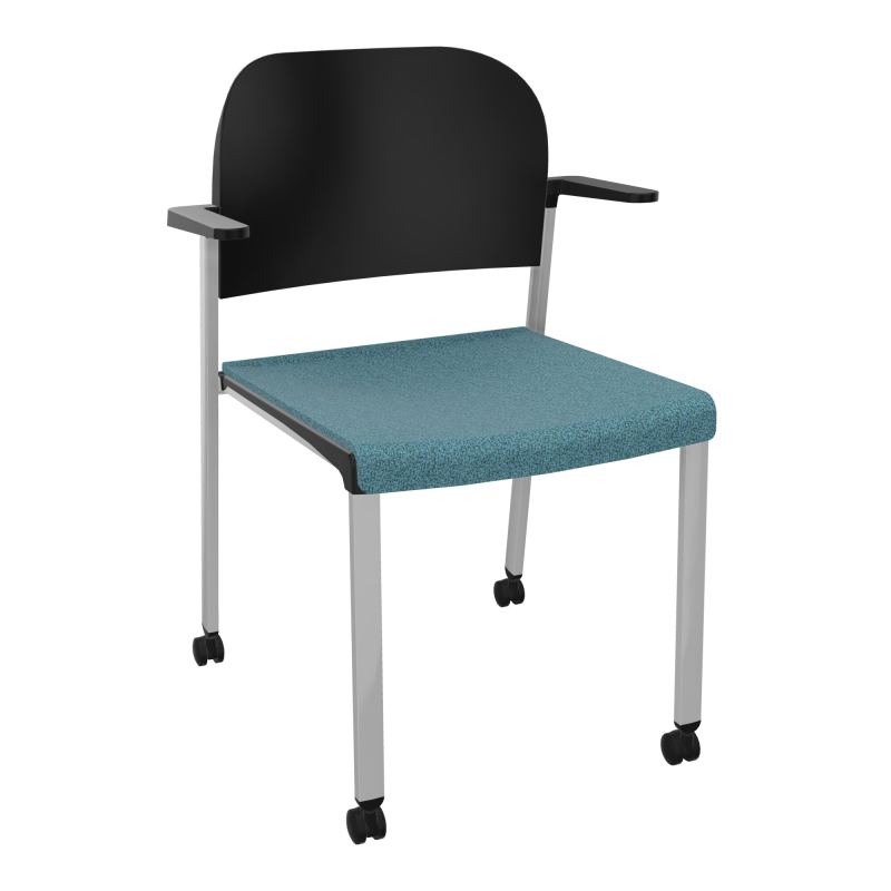 ROMY CHAISE 4P ROULT ASSISE TISSU DOSSIER POLYPRO AVEC ACCOUDOIRS  B4 SB PU