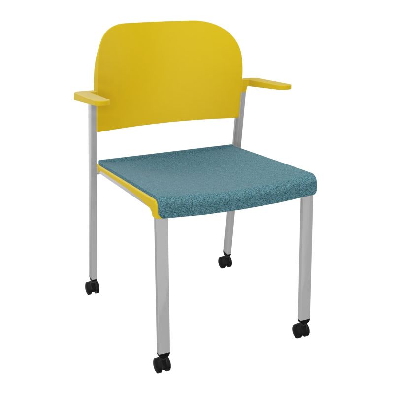 ROMY CHAISE 4P ROULT ASSISE TISSU DOSSIER POLYPRO AVEC ACCOUDOIRS  B4 SB PW
