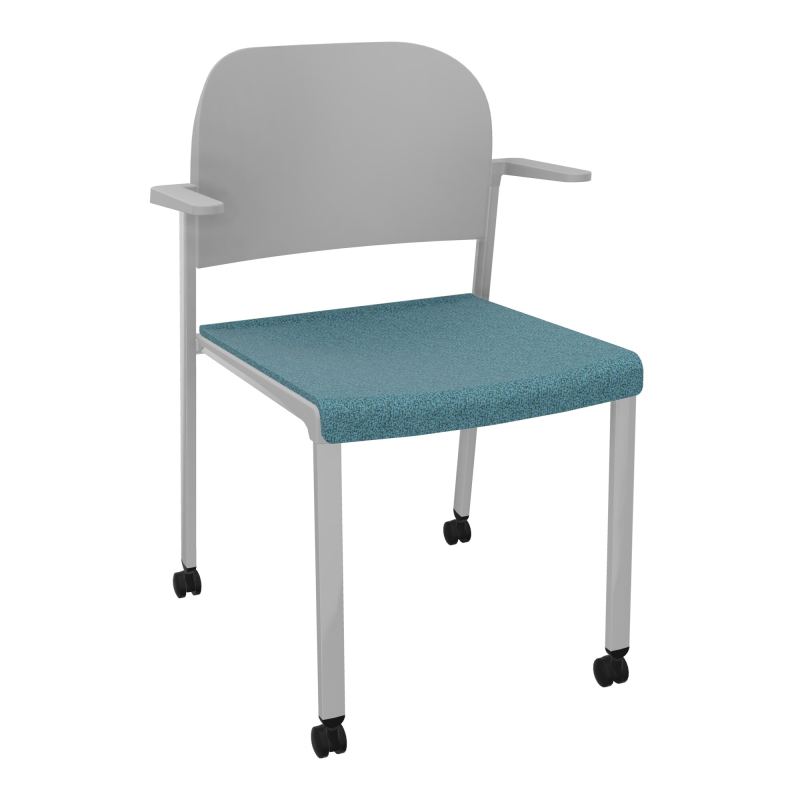 ROMY CHAISE 4P ROULT ASSISE TISSU DOSSIER POLYPRO AVEC ACCOUDOIRS  B4 SB PX