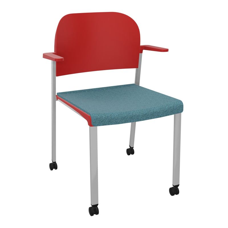 ROMY CHAISE 4P ROULT ASSISE TISSU DOSSIER POLYPRO AVEC ACCOUDOIRS  B4 SB PZ