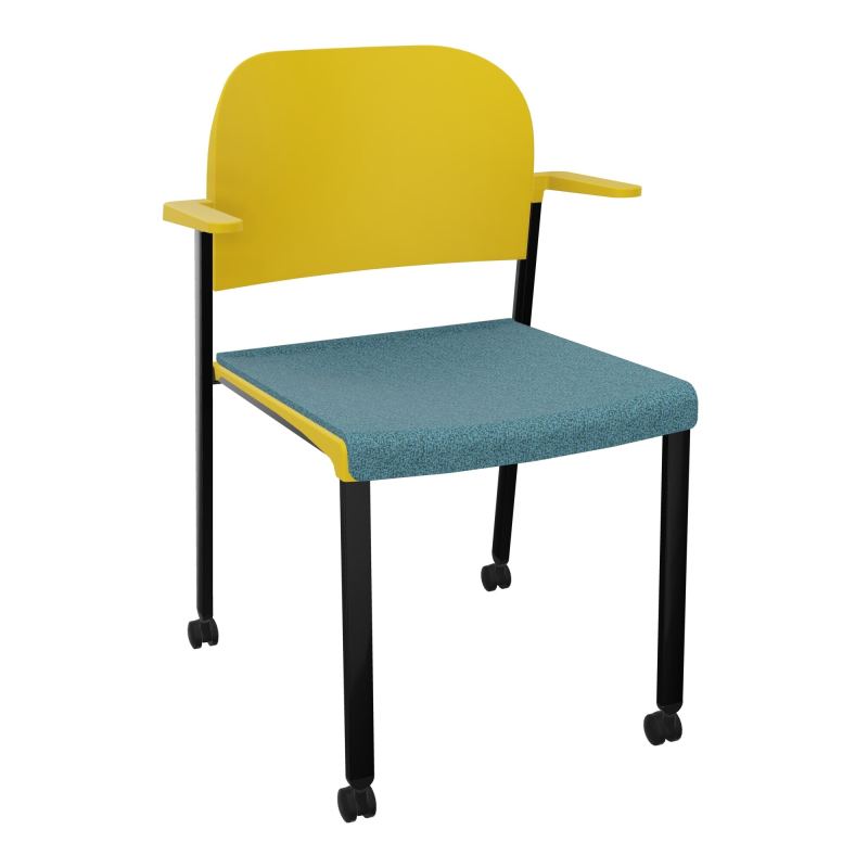 ROMY CHAISE 4P ROULT ASSISE TISSU DOSSIER POLYPRO AVEC ACCOUDOIRS  B4 SG PW