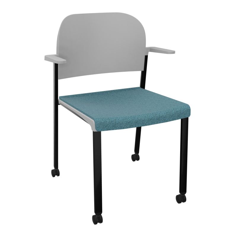 ROMY CHAISE 4P ROULT ASSISE TISSU DOSSIER POLYPRO AVEC ACCOUDOIRS  B4 SG PX
