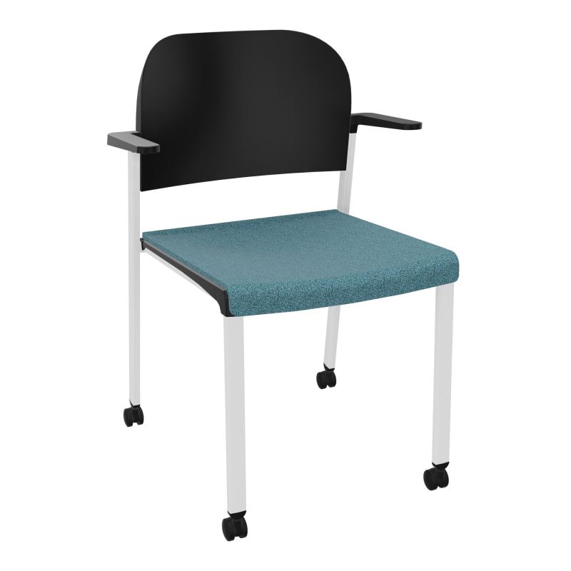 ROMY CHAISE 4P ROULT ASSISE TISSU DOSSIER POLYPRO AVEC ACCOUDOIRS  B4 SP PU