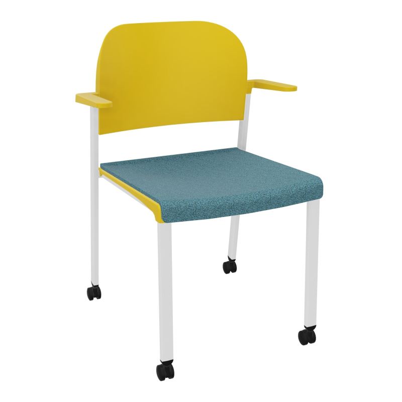 ROMY CHAISE 4P ROULT ASSISE TISSU DOSSIER POLYPRO AVEC ACCOUDOIRS  B4 SP PW