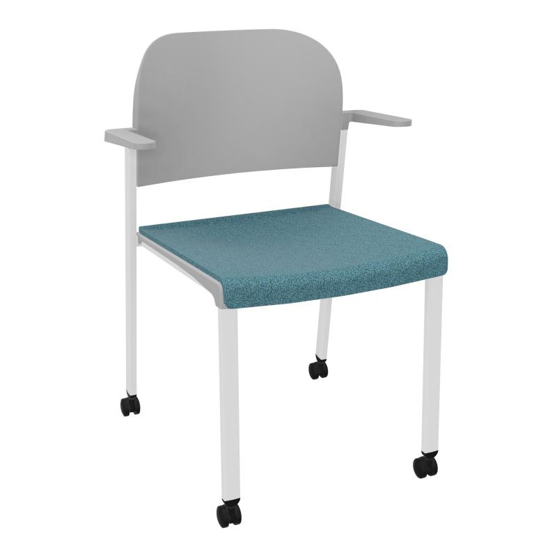 ROMY CHAISE 4P ROULT ASSISE TISSU DOSSIER POLYPRO AVEC ACCOUDOIRS  B4 SP PX