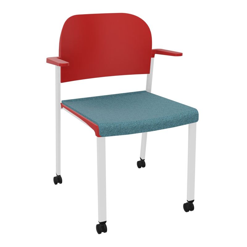 ROMY CHAISE 4P ROULT ASSISE TISSU DOSSIER POLYPRO AVEC ACCOUDOIRS  B4 SP PZ