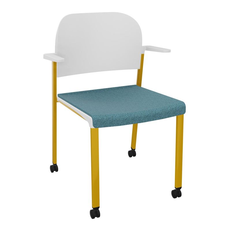 ROMY CHAISE 4P ROULT ASSISE TISSU DOSSIER POLYPRO AVEC ACCOUDOIRS  B4 SX PT