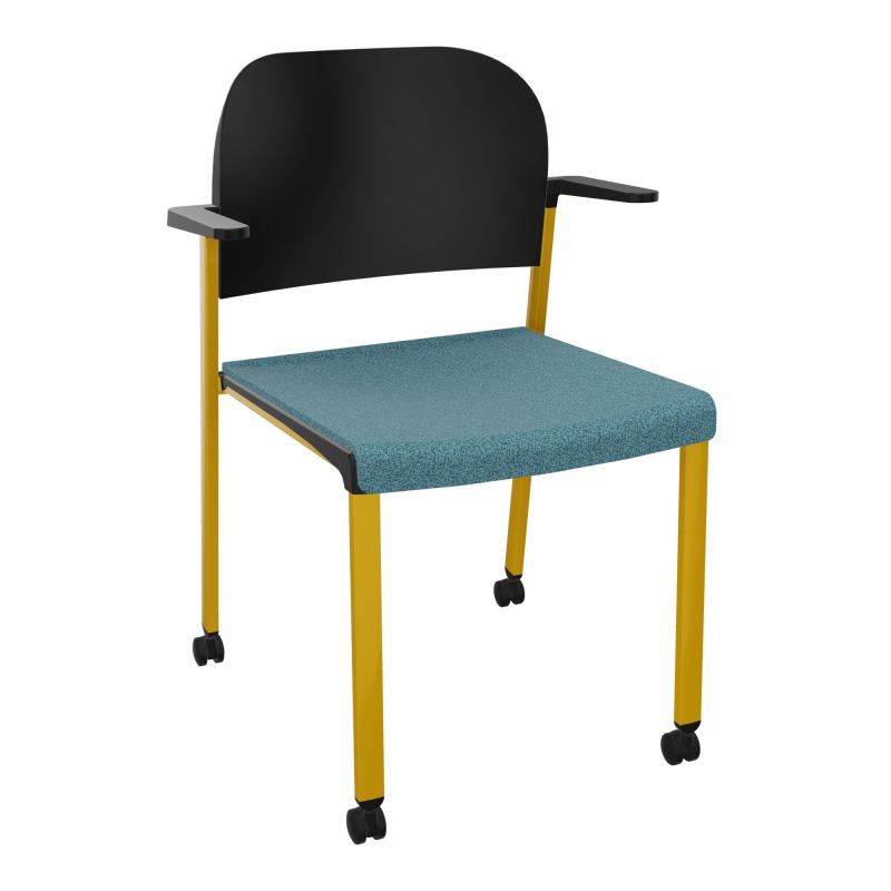 ROMY CHAISE 4P ROULT ASSISE TISSU DOSSIER POLYPRO AVEC ACCOUDOIRS  B4 SX PU